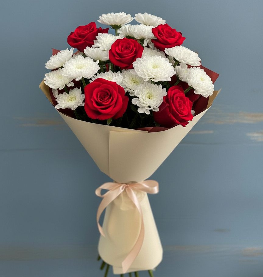 Букет цветов из: Розы и Хризантемы в Краснотуранске