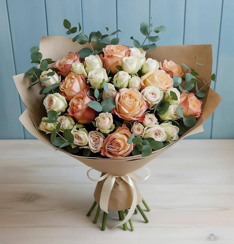 Букет цветов из: Альстромерии и Розы в Краснотуранске