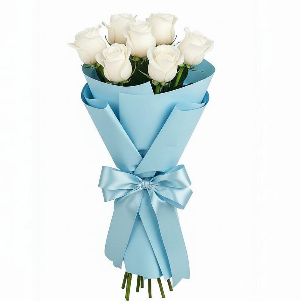 Букет 7 белых роз Проуд в Краснотуранске