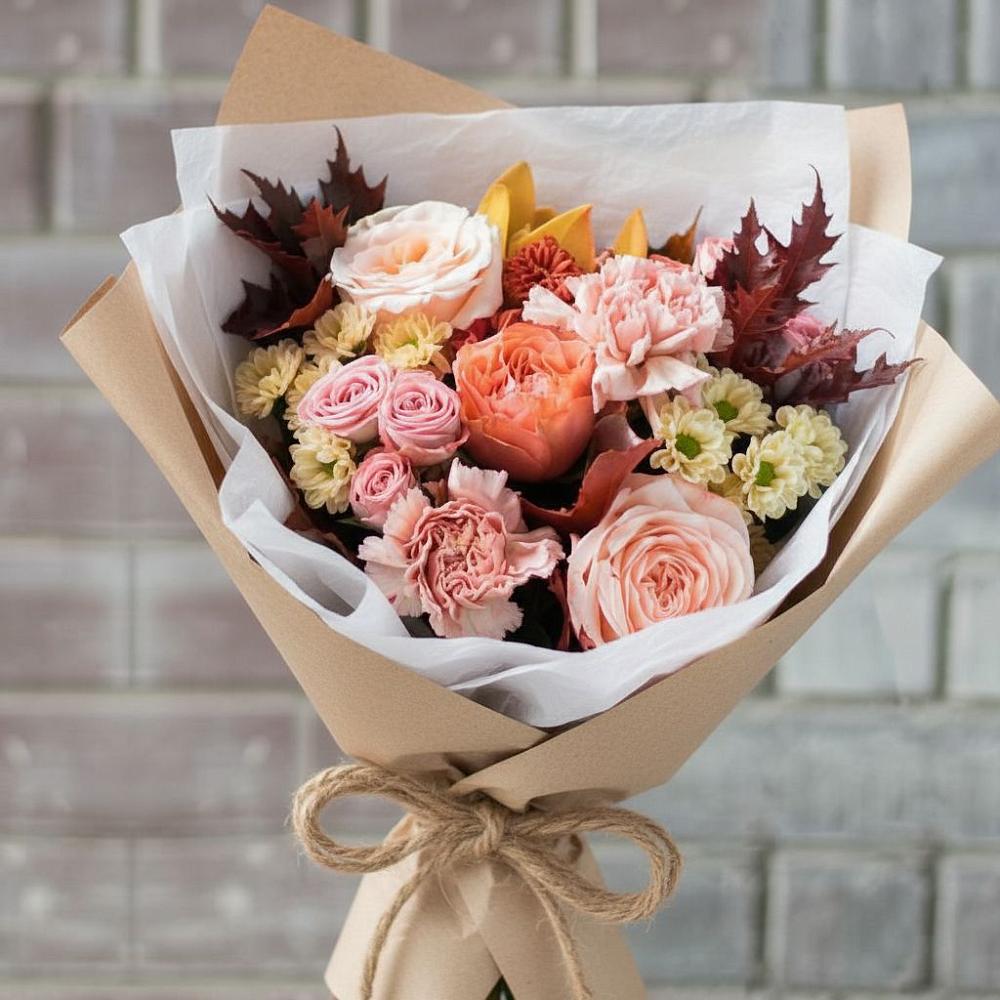 Букет цветов из: Гвоздики, Хризантемы и Розы в Краснотуранске