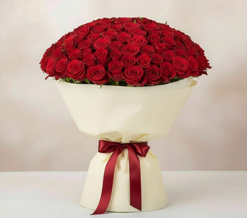Букет 101 Красная роза Милано в Краснотуранске