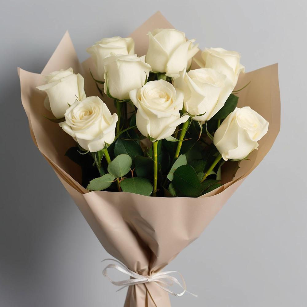 Букет 9 Белых роз Эдлесс Лав в Краснотуранске