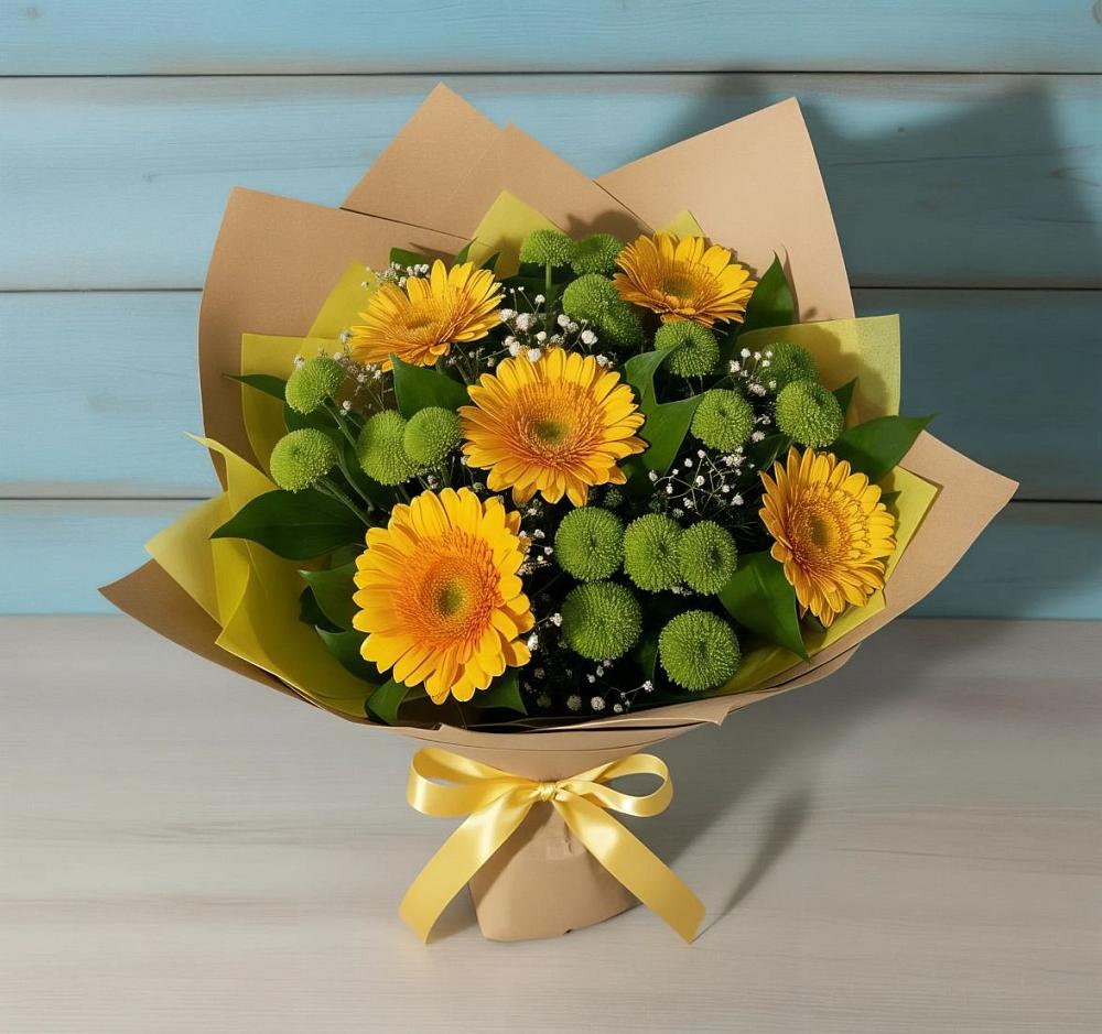 Букет цветов из: Герберы и Хризантемы в Краснотуранске