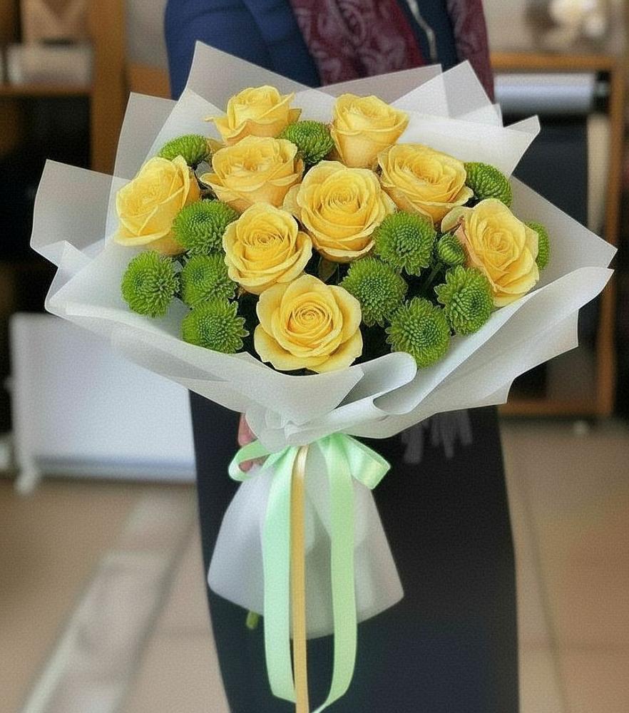 Букет цветов из: Хризантемы и Розы в Краснотуранске