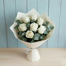 Букет Белые розы в Эвкалипте #REPLACE_PRED# Краснотуранске
